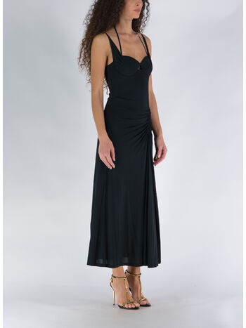 ABITO MIDI NAOMI DRAPED JERSEY, BLACK, small