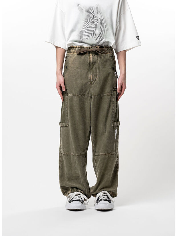 PANTALONE COTTON SATIN CARGO, DK.GREEN, large