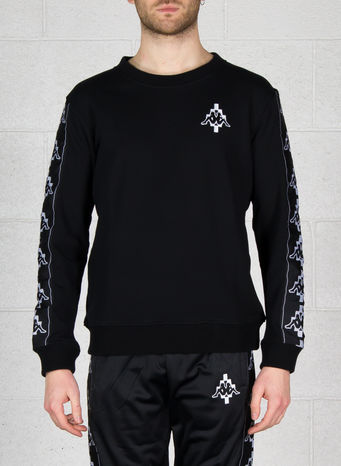 FELPA KAPPA TAPE CREWNECK, BLACK/WHITE, small