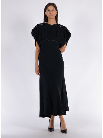 ABITO GATHERED DOLMAN MIDI, 1 BLACK, small