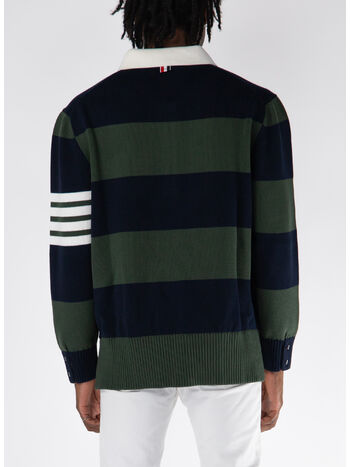 POLO ROSE ICON INTARSIA RUGBY STRIPE JERSEY, 320 DK GREEN, small