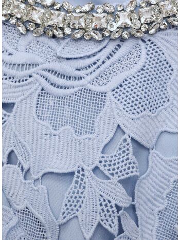 ABITO MINI FLORAL LACE CONTRAST COLLAR, BLUE, small