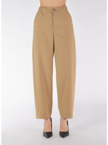 PANTALONI CROP IN FRESCO LANA CON COULISSE, 00W75, small