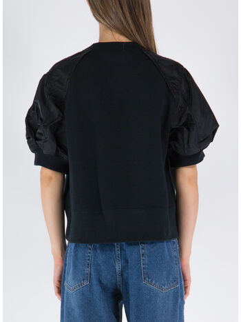 PULLOVER NYLON TWILL X SPONGE SWEAT, 001 BLACK, small