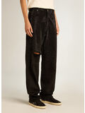 PANTALONE IN DENIM DI COTONE E CRISTALLI, 90100 BLACK, thumb