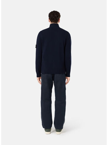 MAGLIONE LAMBWOOL CON BOTTONI E DETTAGLI IN FELTRO, V0020 NAVY BLUE, small