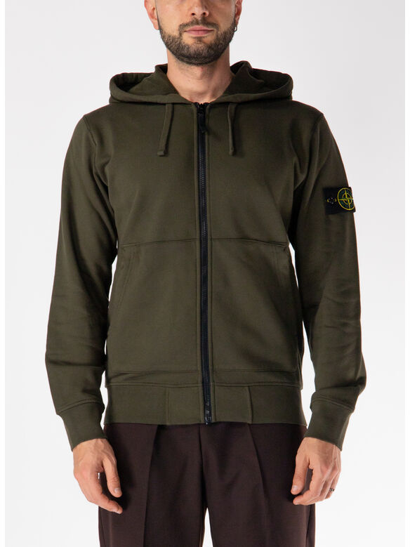FELPA FULL ZIP CON PATCH LOGO, V0054 VERDE MILITARE, medium