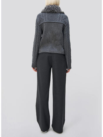 GIACCA GIOVANA CABLE KNIT SLEEVE JACKET, CHARCOAL, small
