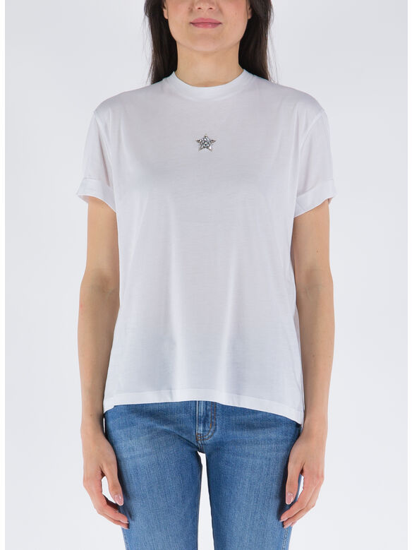 T-SHIRT CRYSTAL MINISTAR EMBROIDERY, 9000 PURE WHITE, medium