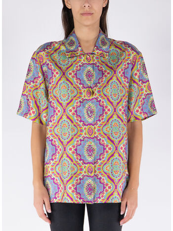CAMICIA IN SETA STAMPATA, X0880 AZZURRO, small