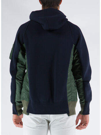 FELPA SPONGE SWEAT X NYLON TWILL HOODIE, 212 NAVY×KHAK, small