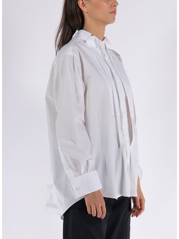 CAMICIA CHIFFON MIX COTTON POPLIN, 151 OFF WHITE, small