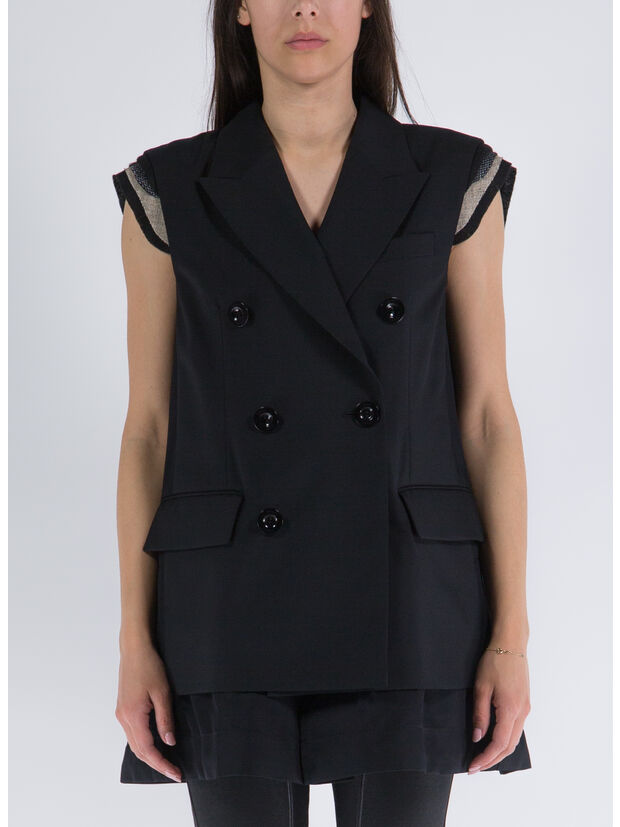 GIACCA SUITING MIX VEST, 001 BLACK, large