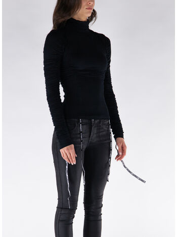 TOP CROP GATHERED JERSEY, BLACK, small