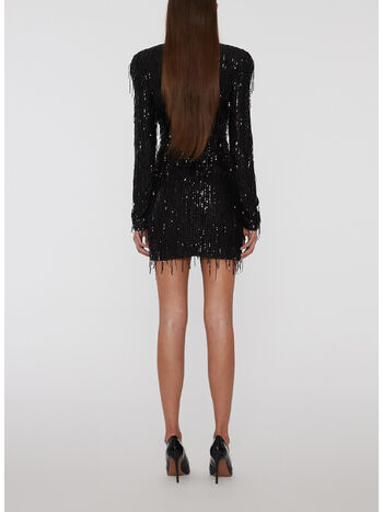 ABITO CORTO CON PAILLETTES ALL OVER, 1000 BLACK, small