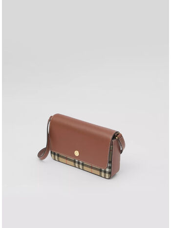 BORSA PENNY IN PELLE E VINTAGE CHECK, A.BEIGE/TAN, small