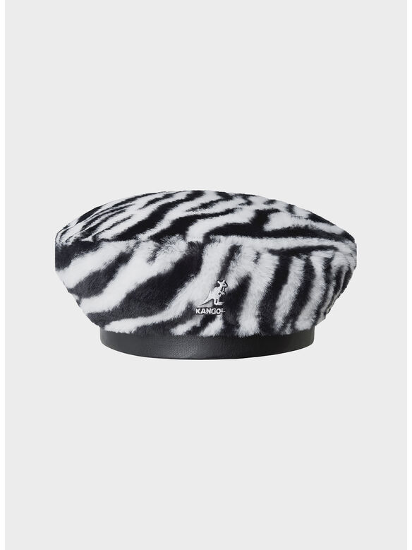 CAPPELLO FAUX FUR BERET UNISEX, WZ189 WHITE ZEBRA, medium