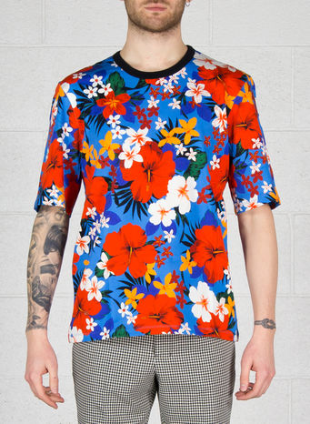 T-SHIRT FLOWERS PRINT, 400BLUE, small