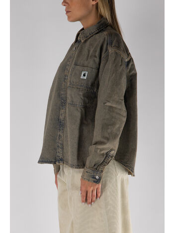 GIACCA CAMICIA GEORGIA, 3FUGD BLUE/LEATHERGARMENTDYED, small