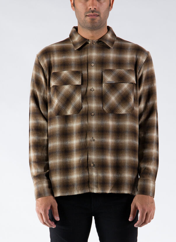 CAMICIA FLANNEL, BROWN, large