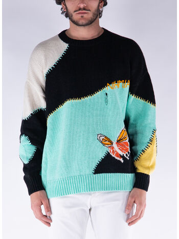 MAGLIONE A GIROCOLLO BUTTERFLY INTARSIA, MARINE BLUE/MULTI, small