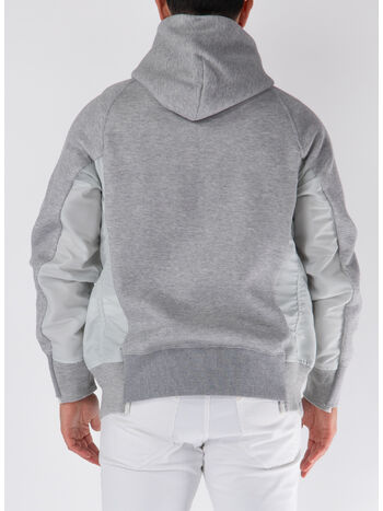 FELPA HOODIE CON INSERTI, 381 LGRAY/LGRAY, small
