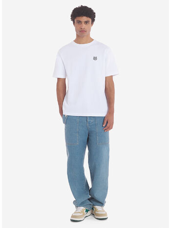 T-SHIRT FOX HEAD PATCH, P100 WHITE, small