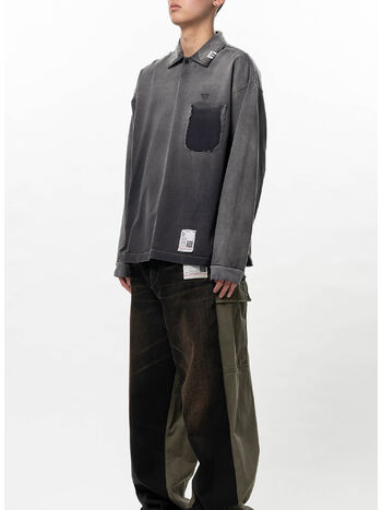 T-SHIRT SUN FADED LONG SLEEVE, BLACK, small