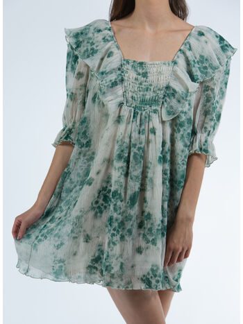ABITO MINI PLEATED GEORGETTE RUFFLE, 135 EGRET, small