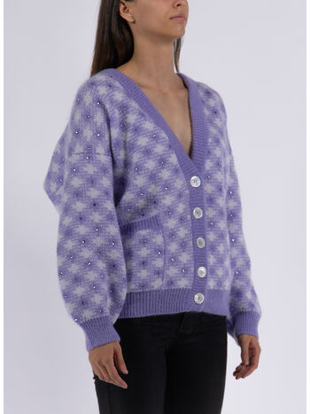 CARDIGAN IN MAGLIA VICHY, 1630 LILAC, small