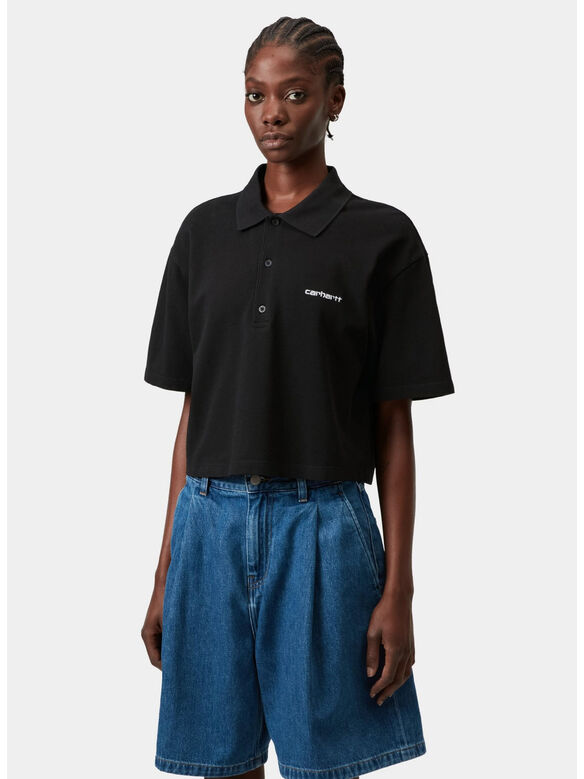 POLO SHIRT CARHARTT SCRIPT, 0D2XX BLACK / WHITE, medium