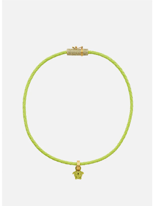 COLLANA INTRECCIATA CON CRISTALLI, 1GF1V ACID LIME - ORO VERSACE, large