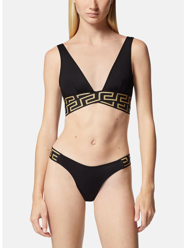 TOP BIKINI A TRIANGOLO CON BORDO GRECA, 1B000 NERO, large