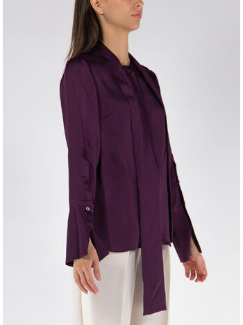 CAMICIA CANDELA L/S SHIRT WITH TIES, PLUM, small
