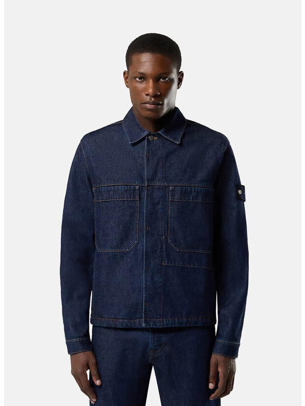 BIKER JACKET DENIM-RINSED, VJ201  BLUE RINSE, large
