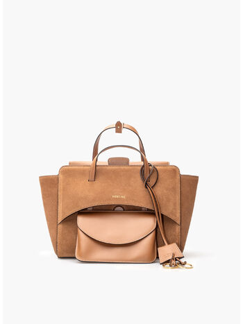 BORSA FLAP M SUEDE, CGN COGNAC, small