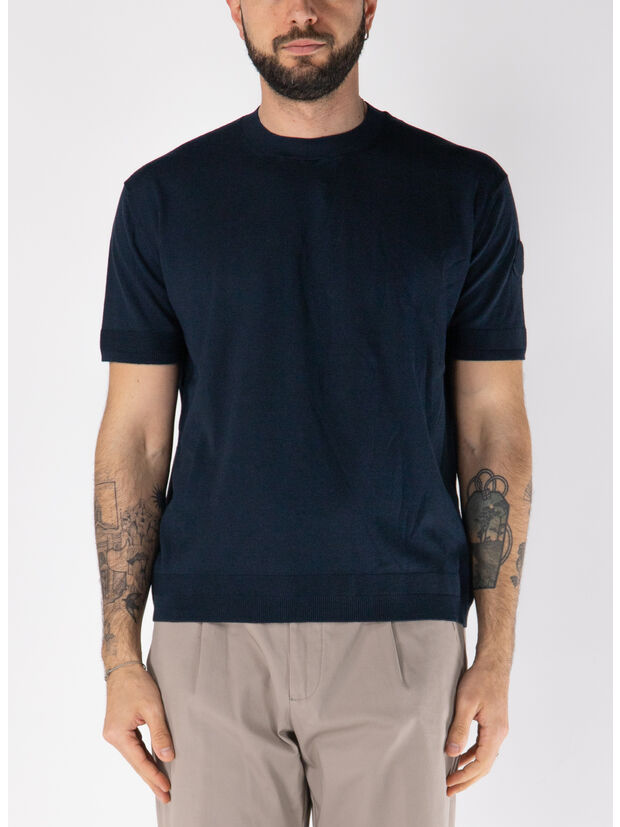 T-SHIRT A MANICHE CORTE IN MAGLIA, 742, large
