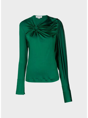 CAMICIA GATHERED CIRCLE DETAIL, 8685 VIRIDIAN, small