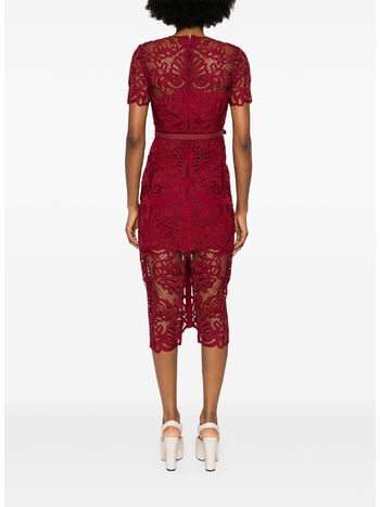 ABITO MIDI FLORAL GUIPURE LACE BUTTON, RED, small