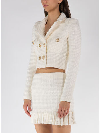 GIACCA CREAM SEQUIN TEXTURED KNIT, CREAM, small