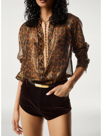 CAMICIA LAMINATED LEOPARD, XCABL CAMEL, small