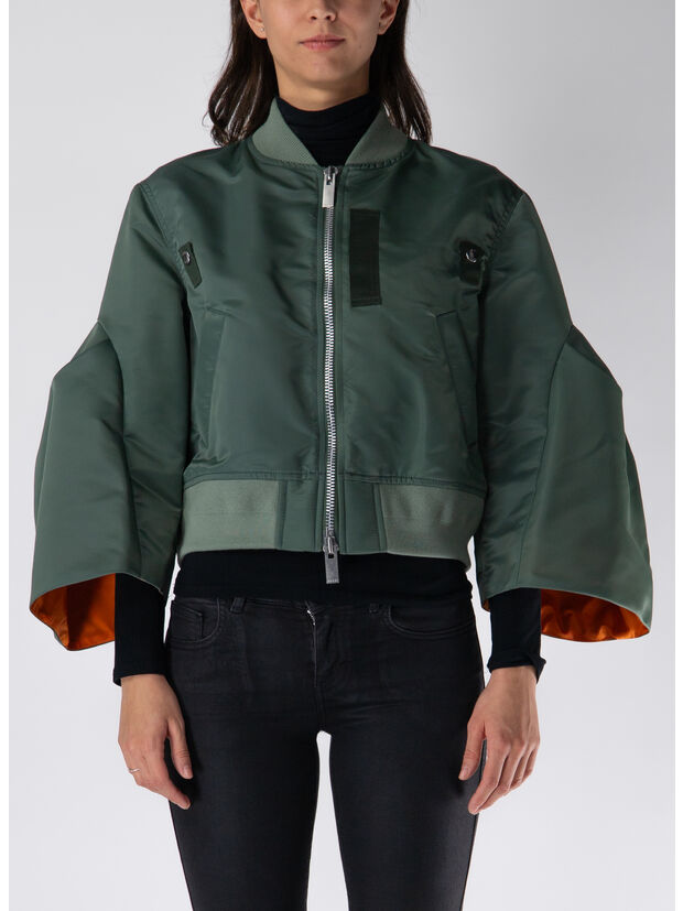 GIUBBOTTO BOMBER CON MANICHE A SBUFFO, 501 KHAKI, large