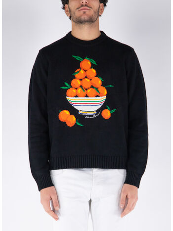 FELPA PYRAMIDE D'ORANGES INTARSIA JUMPER, BLACK, small