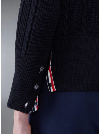 CARDIGAN CABLE STITCH RELAXED V NECK, 415 NAVY, small