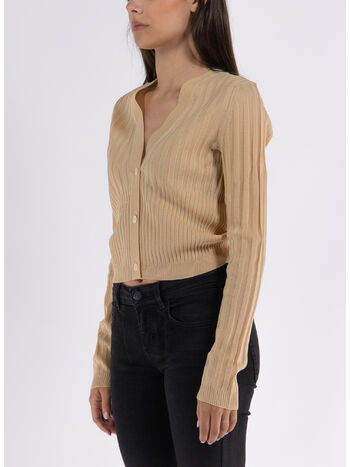 CARDIGAN LONG SLEEVE CROPPED V-NECK, 081 SAND, small