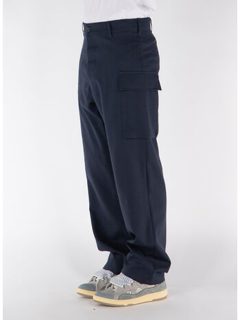 PANTALONI IN FRESCO LANA CON TASCHE CARGO, 00B99 BLUBLACK, small