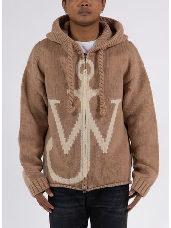 PULLOVER ZIP FRONTALE ANCHOR HOODIE, 132 BEIGE, small