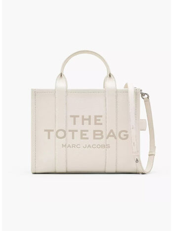 BORSA THE LEATHER MEDIUM TOTE, 140 COTTON/SILVER, small