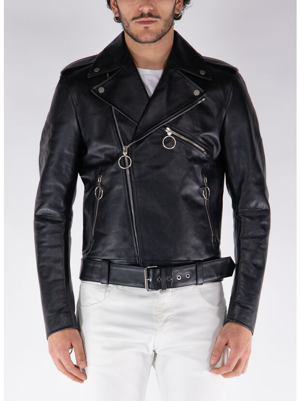 GIACCA BIKER LEATHER ACRILYC ARROW, 1032BLACKFUCHSIA, large