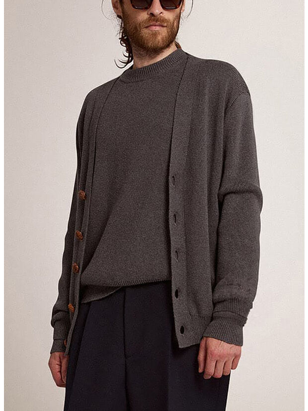 CARDIGAN CON BOTTONI, 60304 DARKGREYMELANGE, large